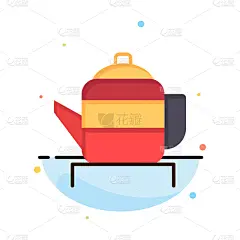 茶,茶壶,彩色图片,抽象,计算机图标,平坦的,饮料,传统