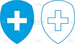 分离着色,白色,符号,十字形,盾,商务,健康保健,专业人员,技术,门诊部