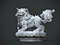 Chinese  lion statue （marble version and W.I.P), Zhelong Xu : Marble version of the classic lion.

There is a bronze version of it.
https://www.artstation.com/artwork/dVbVQ