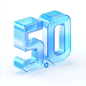 "5.0" icon, blue frosted glass white acrylic material, transparent technology sense, white background, studio lighting, isometric, 3d, c4d, 8k