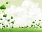 漂亮绿色叶子个性PPT背景图片素材