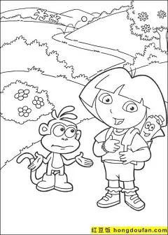 跟着朵拉去冒险！12张最新的可以免费下载的爱探险的朵拉卡通涂色图片-红豆饭小学生简笔画大全