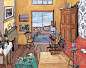 【英国艺术家Damian Elwes 笔下大师们的工作室】——  Van Gogh studio