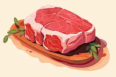 新鲜肉类美食插画写实风矢量素材
