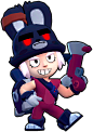 Penny : Penny is a Super Rare Brawler with medium health and a moderate damage output, but a slow reload speed. Penny's attack fires a long-ranged pouch of gold that deals splash damage when it hits a target. Her Super deploys a mortar with low health tha