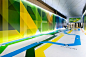 #Metro #Green #Blue #Yellow #Jaune #Vert #Bleu #Design #Mural #Wall #Ligne #Triangle #Parcour #Modern: 