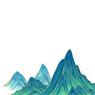 绿色手绘水墨风国潮古风山水山云元素PNG...