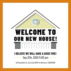 Literary Square Frame New House Warming Party Invitation Letter