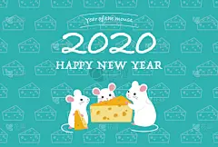 2020,贺卡,新年前夕,圣伯纳犬,可爱的,传统,日语,模板,背景,节日