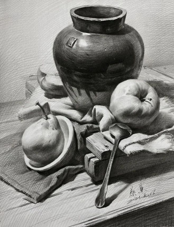 静物组合素描图片
