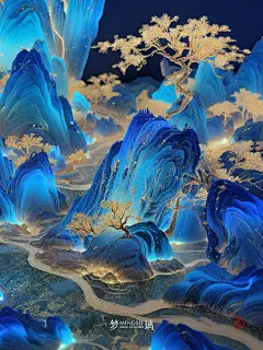 AI绘画| 视觉盛宴千里江山图现代渲染 咒语 - 小红书
