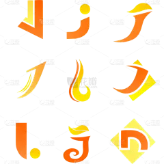 常规内容-图标系列扁平风渐变撞色字母组合元素
