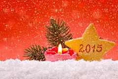 2015年,红色背景,新年,贺卡,新的,圣诞卡,水平画幅,雪,无人