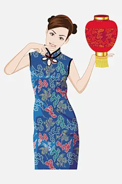 中国风手绘旗袍美女古典美女民国美女-众图网