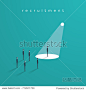 Recruitment or headhunting business concept vector with one businessman in spotlight as symbol of search for skillful and talented workers. Eps10 vector illustration.