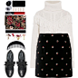 A fashion look from February 2018 featuring turtleneck sweater, mini skirt and platform shoes. Browse and shop related looks.