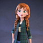 Concept Art by Tyler Bolyard (3D Artist for DreamWorks, Disney Animation). Anna's casual look from #ralphbreakstheinternet. I had a lot of fun working on her and making her unique from Frozen, but still appealing. Responsible for textures, shading and hai