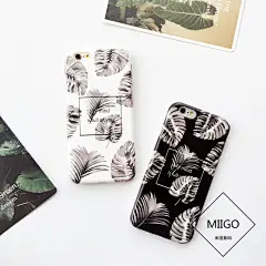 日风插画黑白叶子iphone6/6S苹果手机保护壳 创意防摔软硅胶套潮-淘宝网