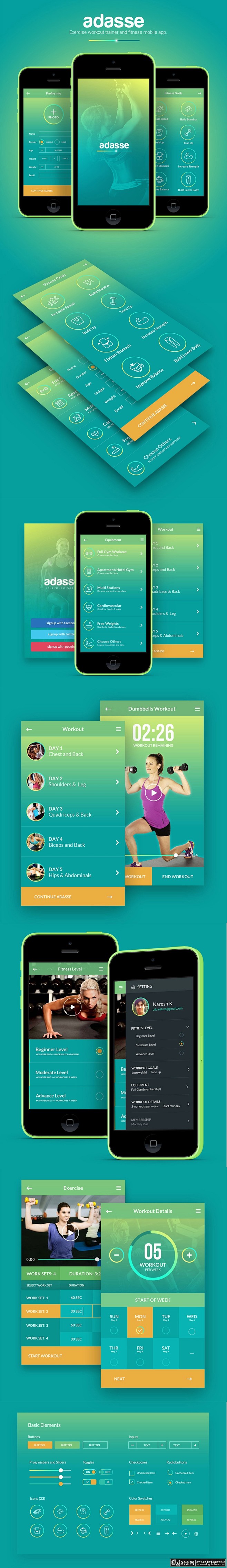 UI/APP/酷站 时尚健身APP 创意...