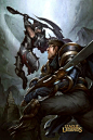 诺克萨斯之手对阵盖伦 Darius vs Garen Battle Art  League of Legends courtesy of Riot Games  2012  Illustration: Alvin Lee  Digital Colors: Tobias Kwan