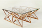 Gustav Düsing AADipl，出生于1984年，曾在著名的英国AA建筑学院学习建筑，现效力于柏林巴考·利宾格建筑事务所（Barkow Leibinger Architects）。
 
这是他设计的单人沙发、咖啡桌和床头桌，将建筑中的空间框架结构缩微应用到家具设计当中，采用桦木胶合板制作出精准的力学结构，带来完美稳固性同时呈现出独特的装饰美学。
 
http://gustav-duesing.com/
