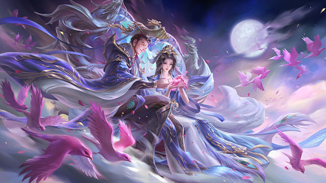 鹊悦七夕*曹髦&卞玥_看图_三国杀皮肤吧_百度贴吧