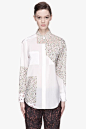 3.1 Phillip Lim White Colorblocked Floral Print Silk Blouse