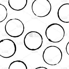 Seamless pattern with black circles on white backg