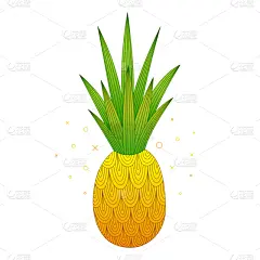 乱画,彩色图片,矢量,绘画插图,菠萝,动物手,贺卡,清新,背景分离,食品