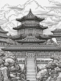 线描下的中国古建筑（二） - 小红书