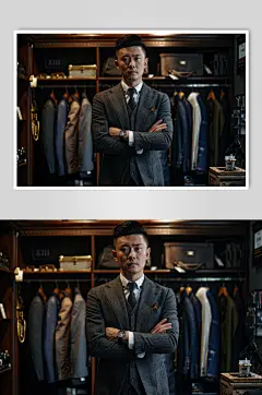 AI数字艺术西装定制西服店摄影图-众图网
