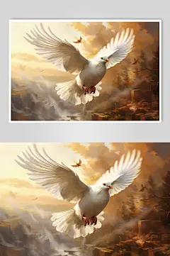 AI数字艺术展翅飞翔的和平鸽插画