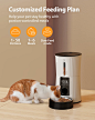Amazon.com: Petory 定时自动猫喂食器 - 4 升可编程干粮分配器 适用于猫和小型犬 6 餐带干燥袋双电源 10S 录音机 : 宠物用品