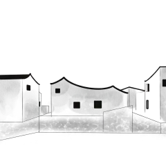 中国风徽派建筑免扣背景元素