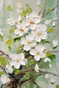 清新奶油风抽象花卉油画肌理装饰画