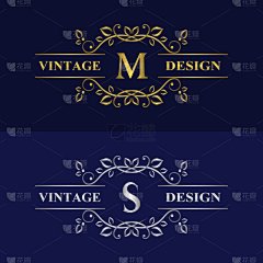 单字设计元素优雅模板。书法优雅线条艺术标志设计。信徽M， S为版税， 名片， 网站， 精品店， 酒店