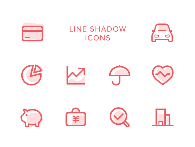 Line shadow icons