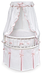 Elegance Round Baby Bassinet with White Waffle and Pink Bedding - traditional - Cradles And Bassinets - Our Baby Our World