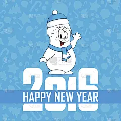 有趣的雪人2016新年快乐。矢量图