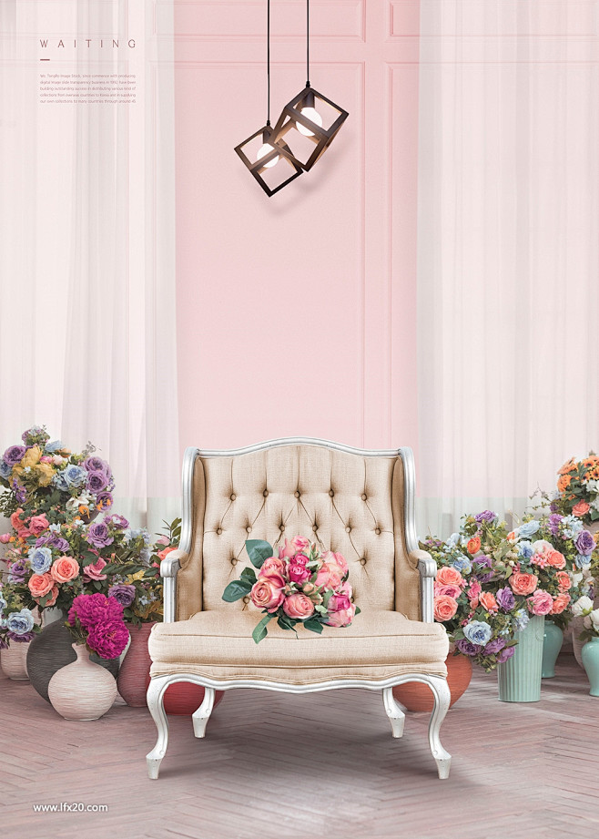 欧式现代家具椅子沙发香花花纹背景设计海报