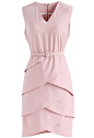 Tiered Admiration Sleeveless Dress in Pink : Spread tiers of joy in this sleeveless pink dress that serves up a fun, girly, and geometrical tease.

- Sleeveless design
- Belt accompanied
- Asymmetric tiered hem
- Concealed back zip closure
- Lined
- 100% 