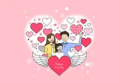 六一儿童节卡通家庭人物合照家人合影全家福AI矢量插画设计素材-淘宝网