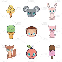 可爱的,可爱,性格,一个物体,食品,猪,小的,兔子,儿童,布置