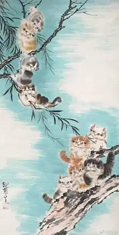#国画# 四大名家笔下的猫，各有特色 ​​​​