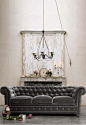 Interior design & decor ideas / Gray velvet tufted chesterfield sofa