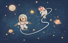 不分层 星空太空人儿童卡通210109