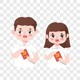 卡通手绘党员拿着党员证宣誓场景免抠素材-花瓣网