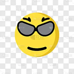 酷 emoji 表情矢量图标隔离在透明背景, 酷 