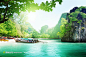桂林山水旅游名胜 湖泊小船高清摄影图片素材