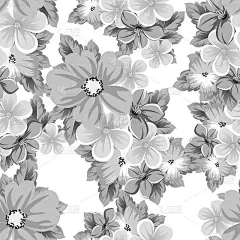 抽象无缝黑白图案的花。适合设计贺卡、请柬、生日问候、情人节、婚礼、聚会、庆典。